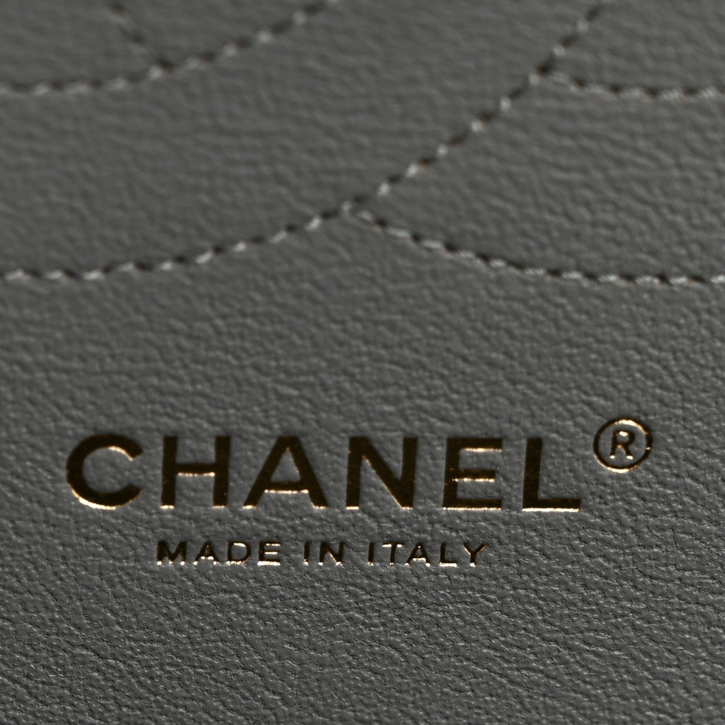 Caviar Quilted Jumbo Double Flap Grey