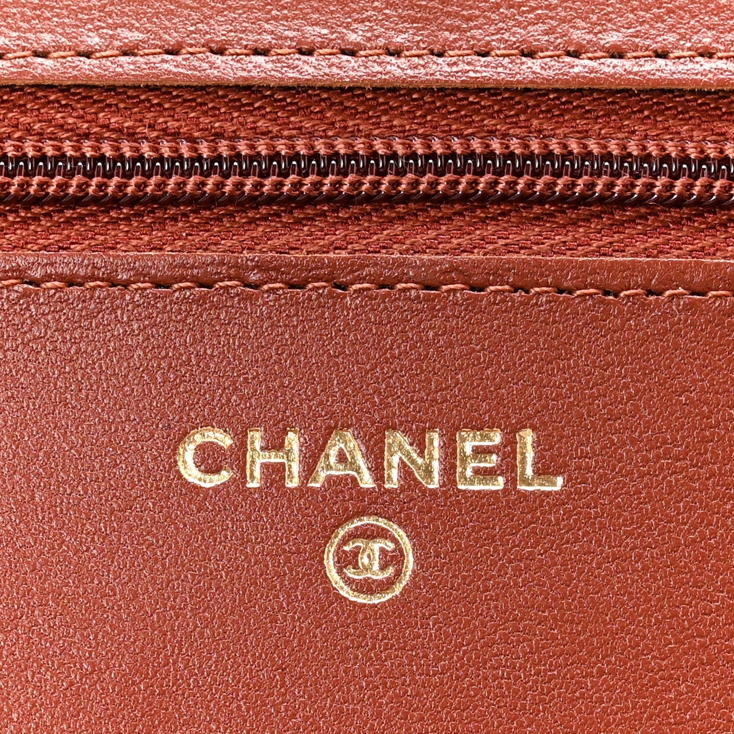 Lambskin Quilted Wallet On Chain WOC Brown