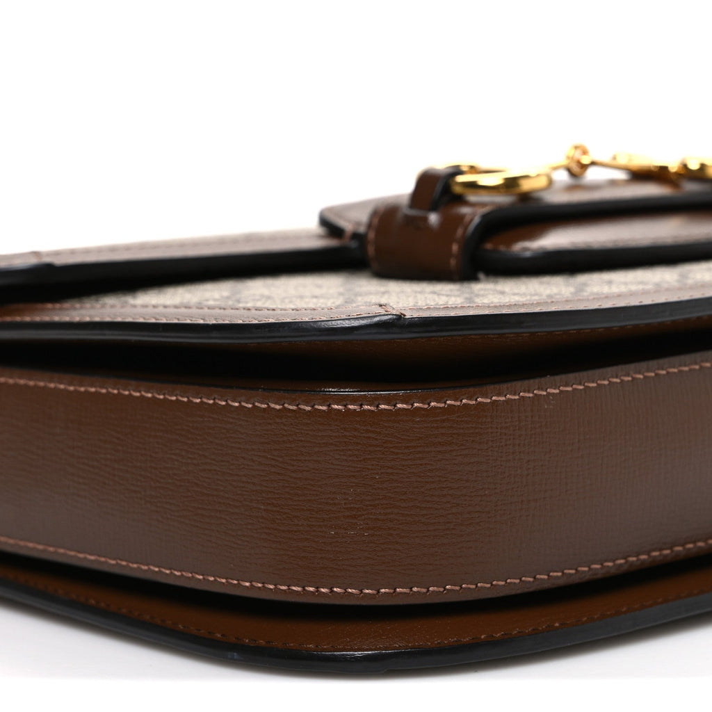 GG Supreme Monogram Horsebit 1955 Shoulder Bag Beige Brown Sugar