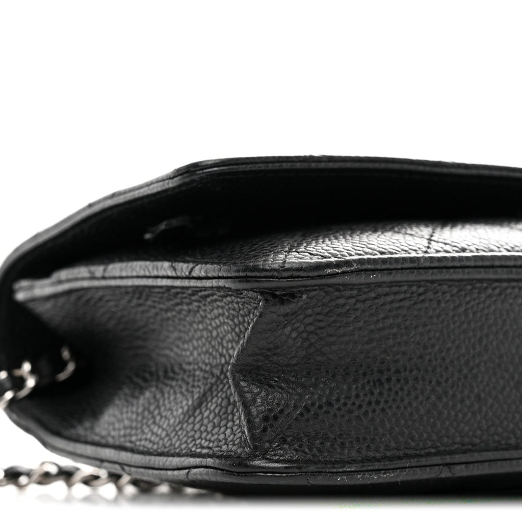 Caviar Quilted Wallet on Chain WOC Black