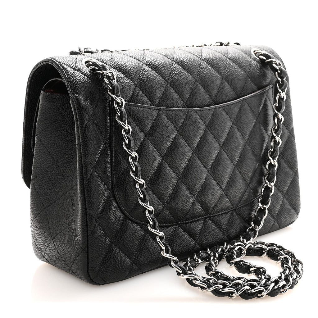 Caviar Quilted Jumbo Double Flap Black