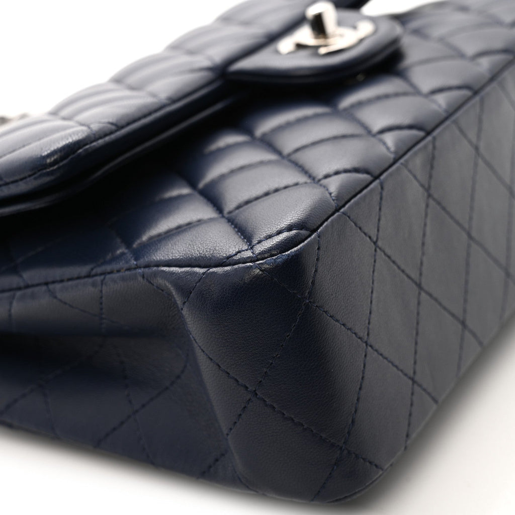 Lambskin Quilted Small Double Flap Blue