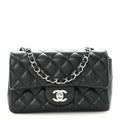 Lambskin Quilted Mini Rectangular Flap Black