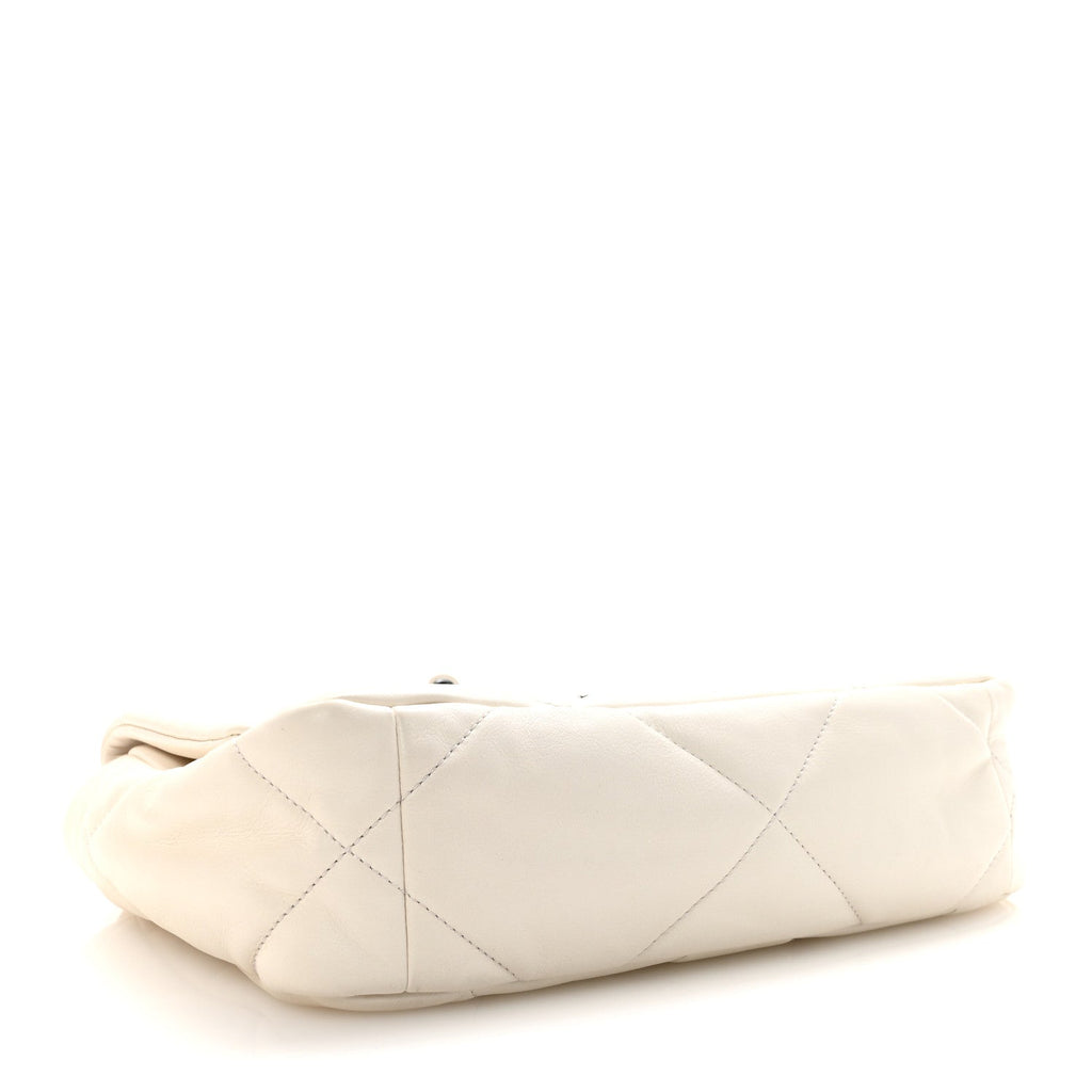 Glossy Calfskin Quilted Medium Chanel 19 Flap White Black
