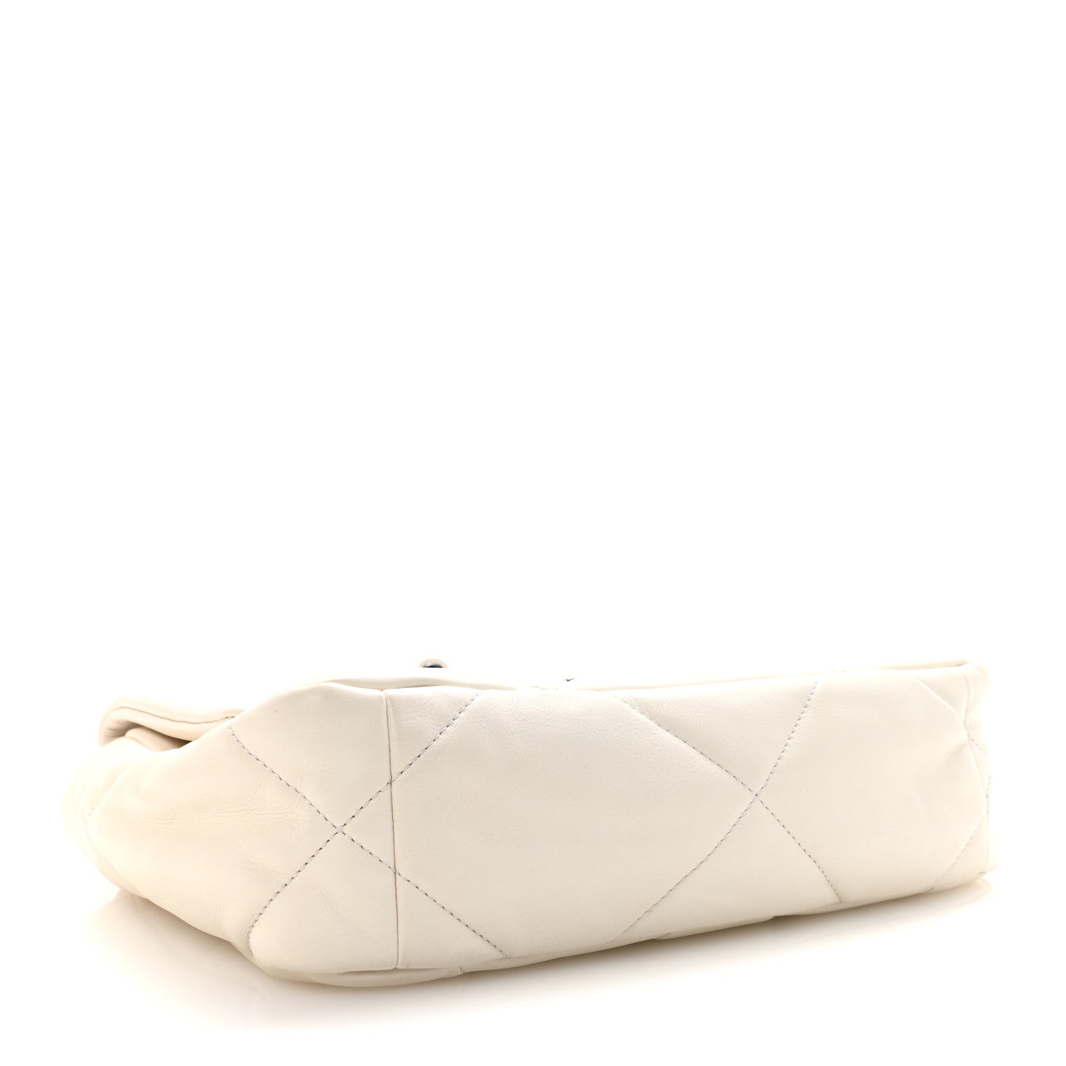Glossy Calfskin Quilted Medium Chanel 19 Flap White Black