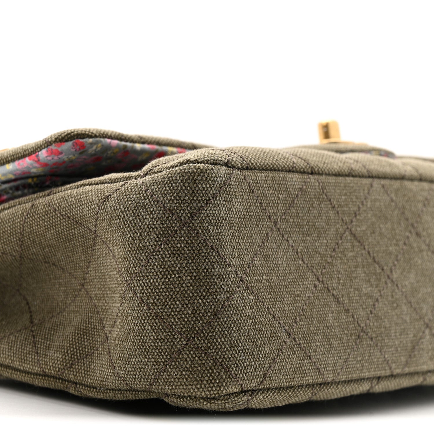 Canvas Quilted Coco Cuba Charms Medium Double Flap Khaki