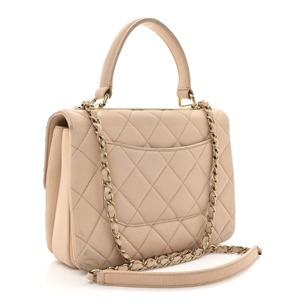 Lambskin Quilted Small Trendy CC Dual Handle Flap Bag Beige
