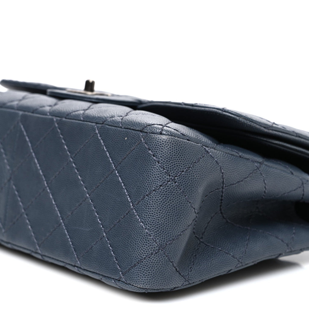 Caviar Quilted Jumbo Double Flap Dark Grey