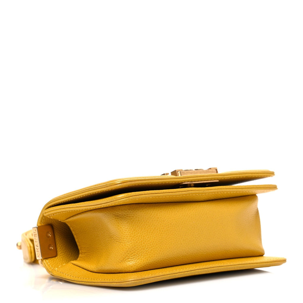 Caviar Quilted Mini Boy Flap Yellow