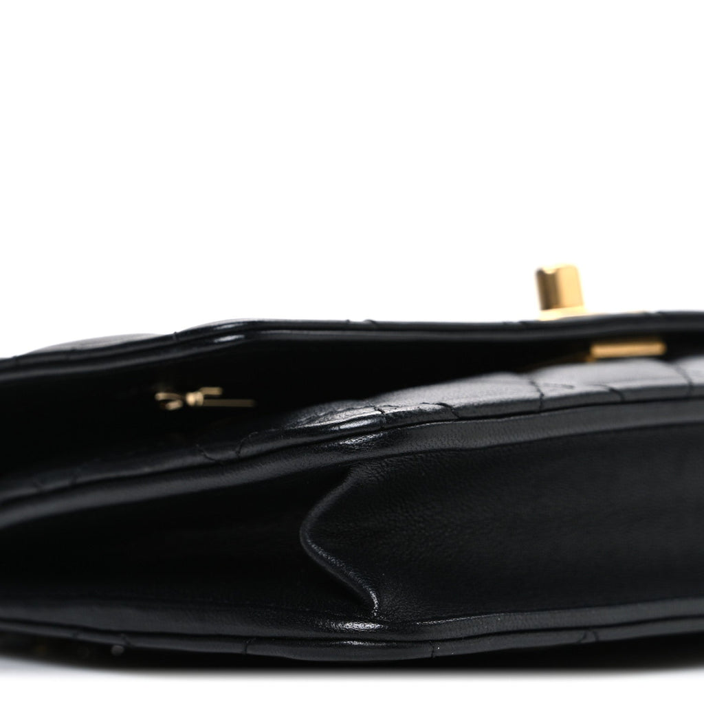 Lambskin Quilted Lion Motif Wallet On Chain WOC Black