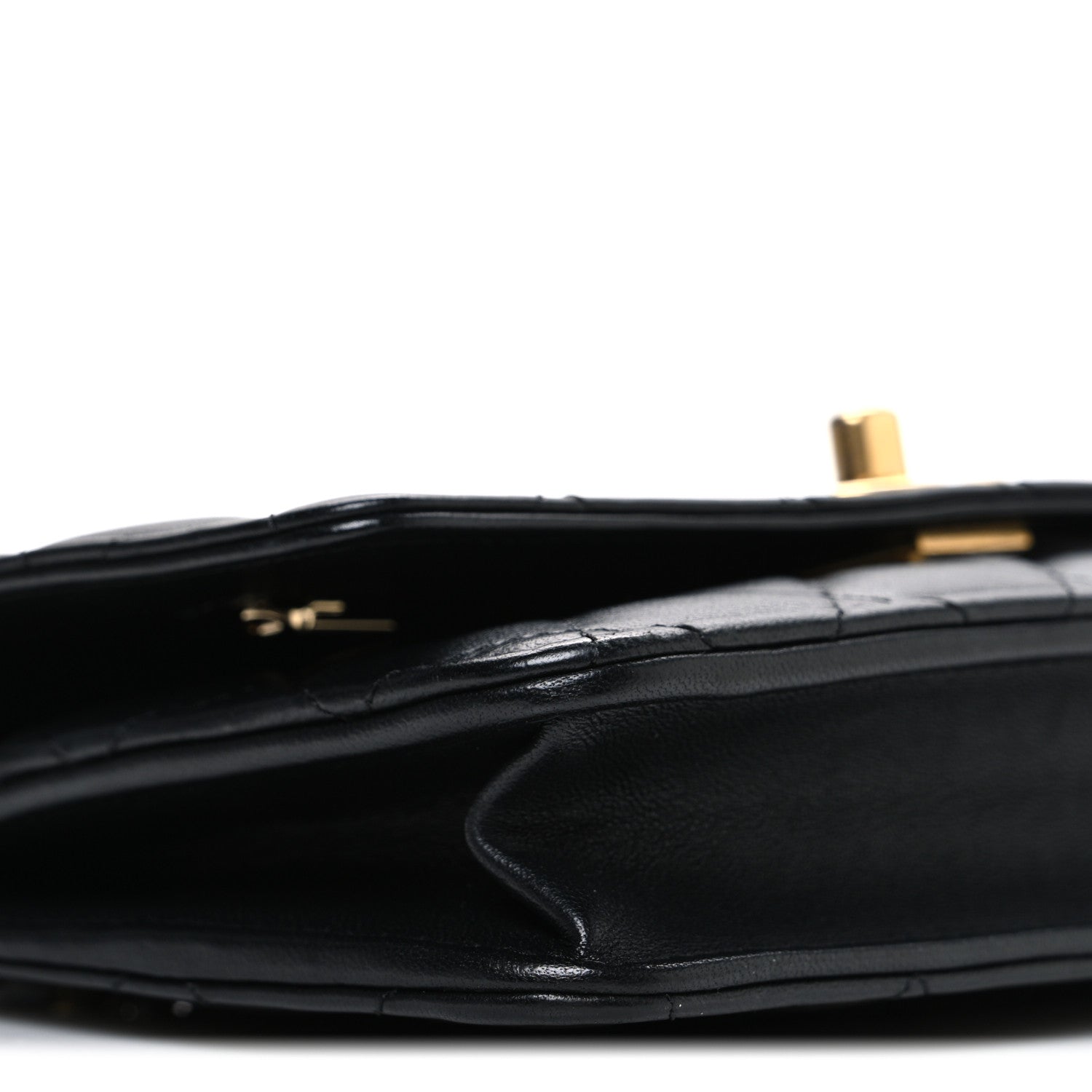 Lambskin Quilted Lion Motif Wallet On Chain WOC Black