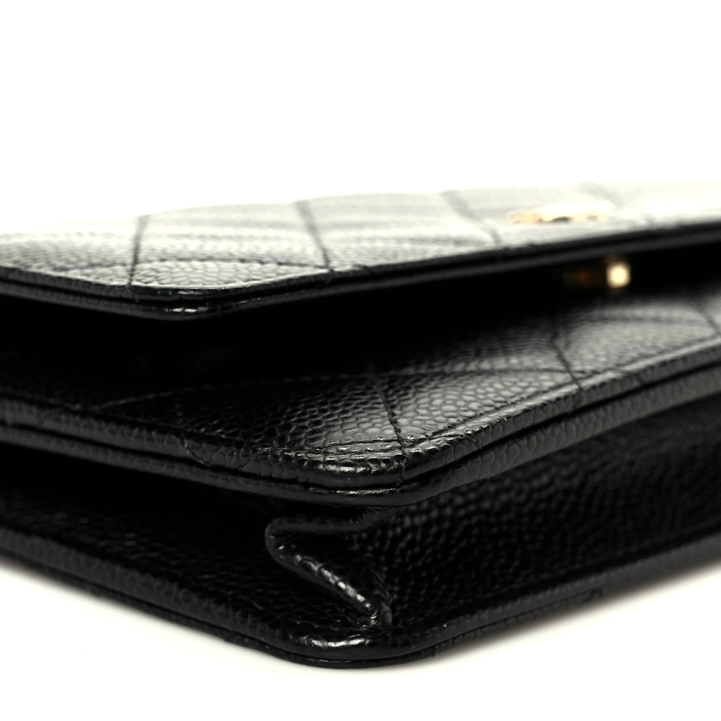 Caviar Quilted Wallet on Chain WOC Black