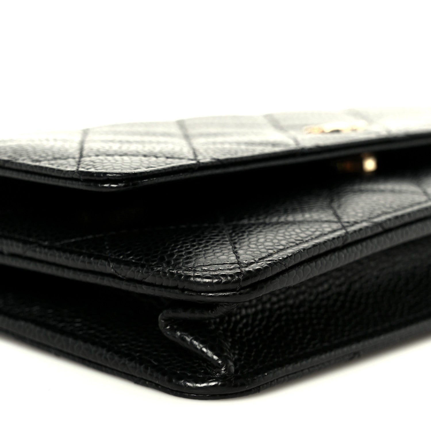 Caviar Quilted Wallet on Chain WOC Black