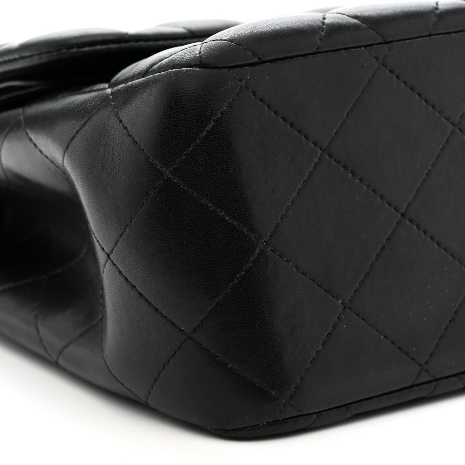 Lambskin Quilted Jumbo Double Flap Black