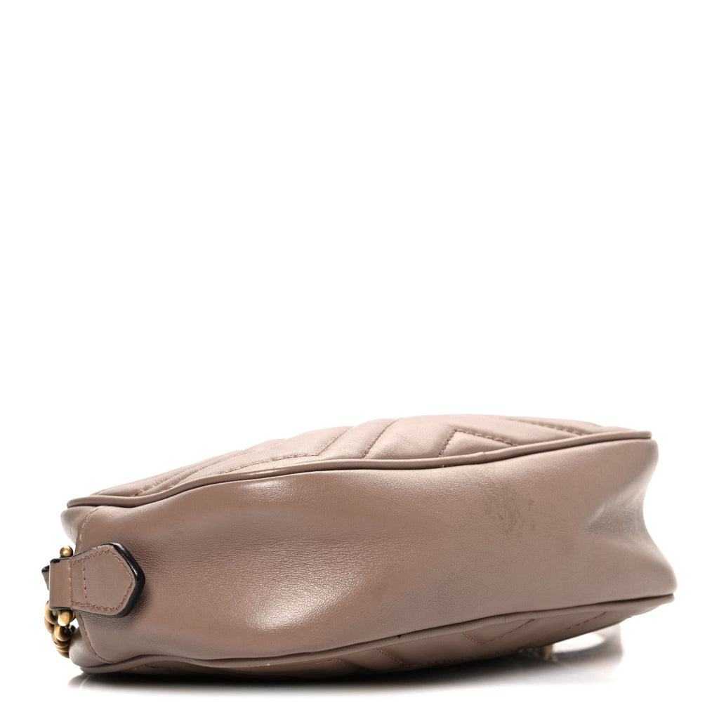 Calfskin Matelasse Mini GG Marmont Chain Shoulder Bag Porcelain Rose