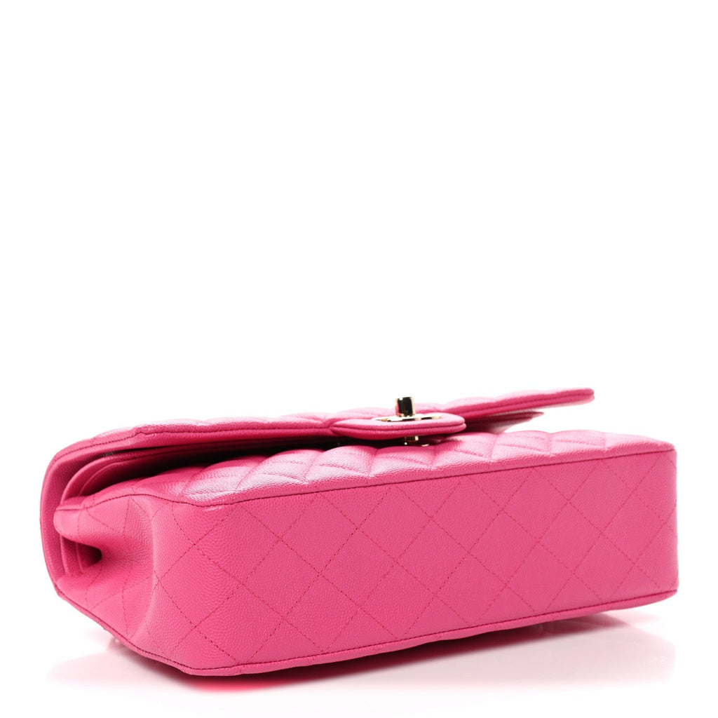 Caviar Quilted Medium Double Flap Dark Pink