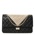 Aged Calfskin Quilted 2.55 Reissue 226 Flap Beige Black