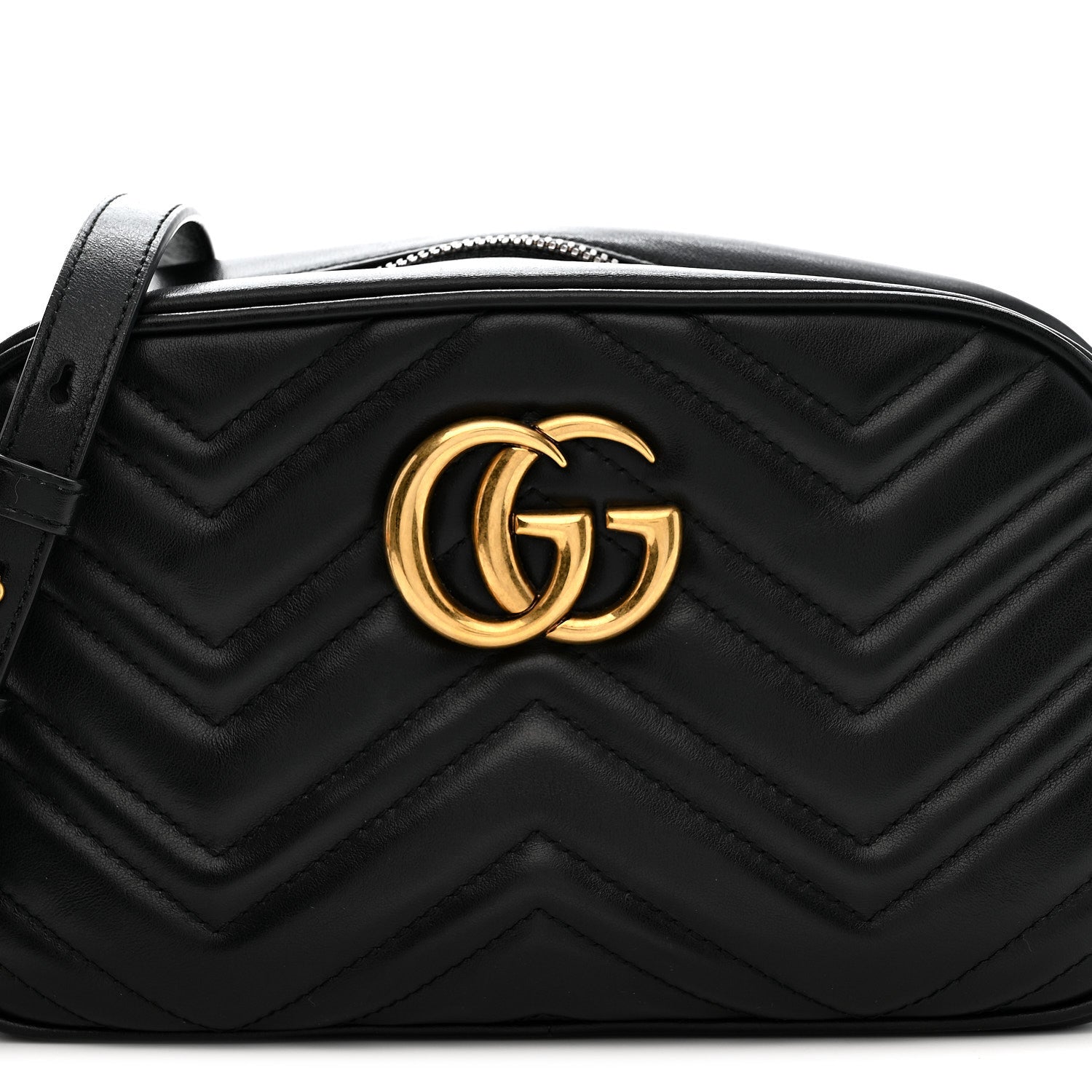Calfskin Matelasse Small GG Marmont Chain Shoulder Bag Black
