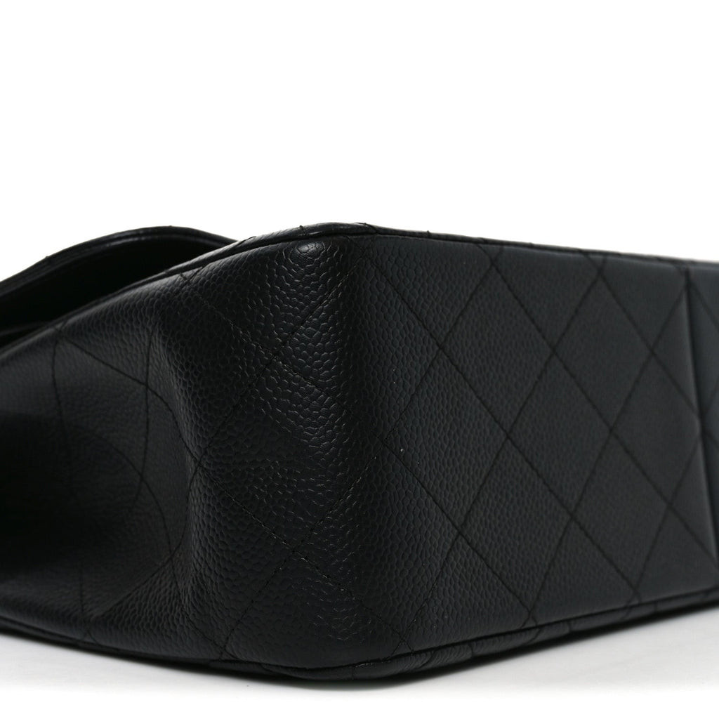 Caviar Quilted Jumbo Double Flap Black