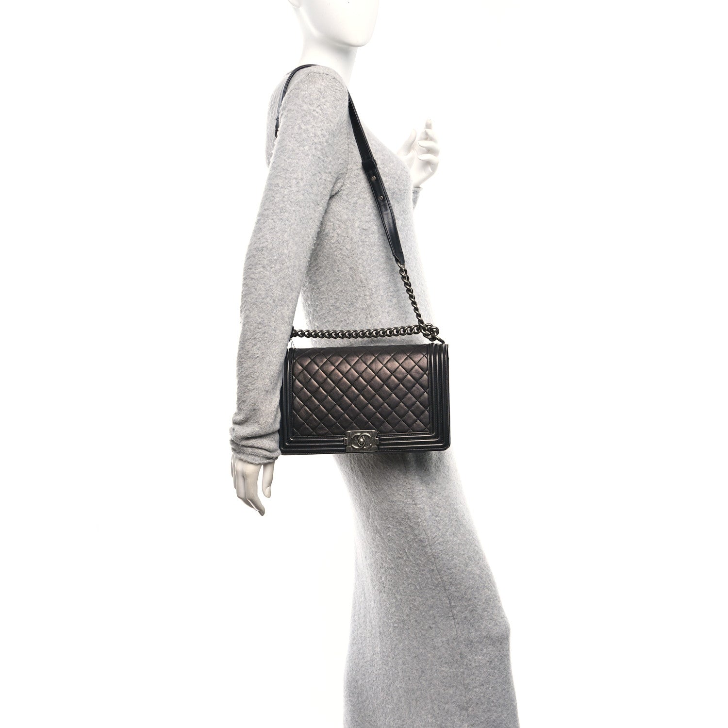 Lambskin Quilted New Medium Boy Flap Black