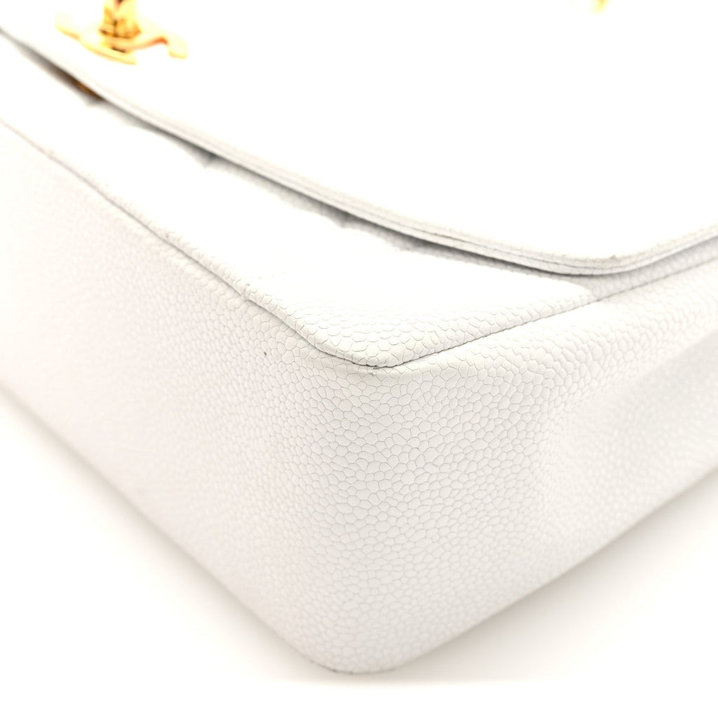 Caviar Quilted Medium Single Flap White