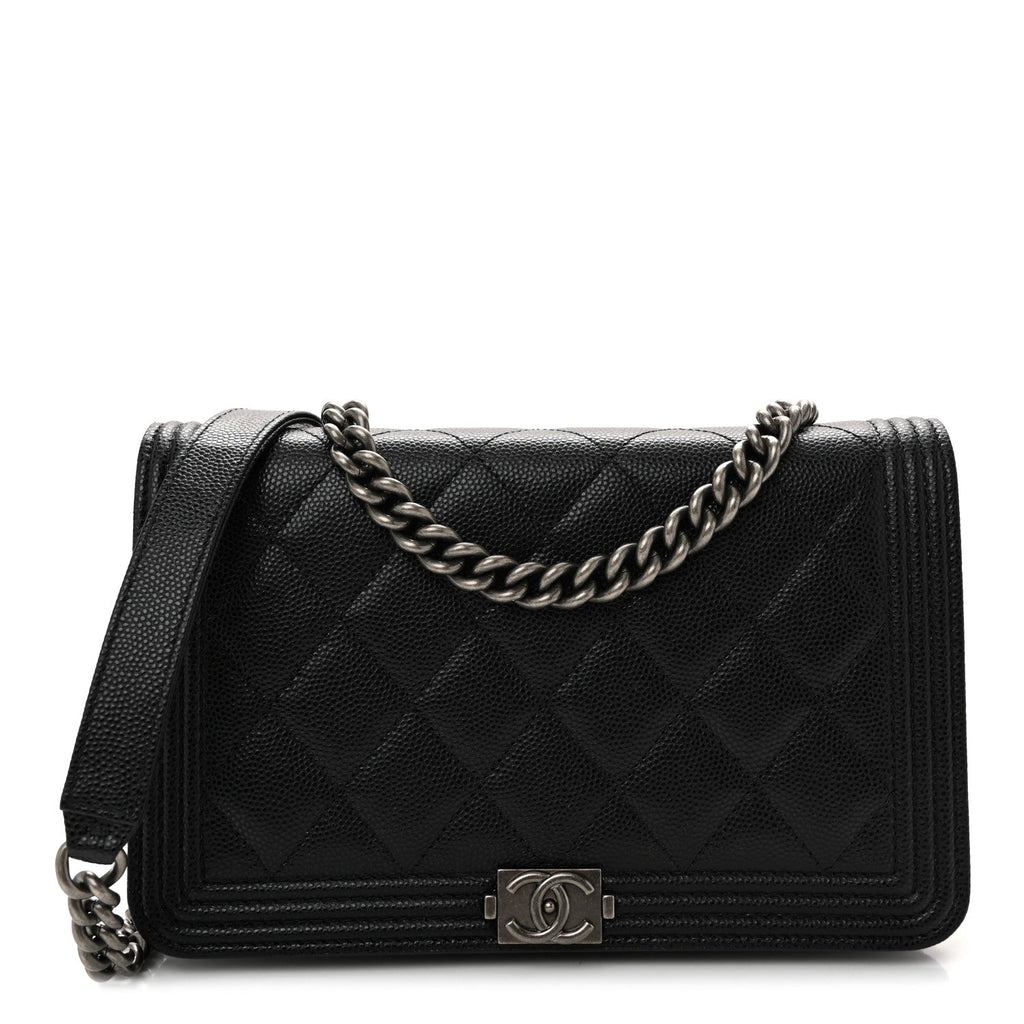 Caviar Quilted Boy Wallet On Chain WOC Black