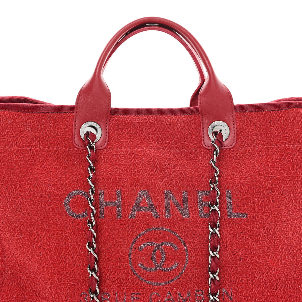 Lurex Boucle Medium Deauville Tote Red