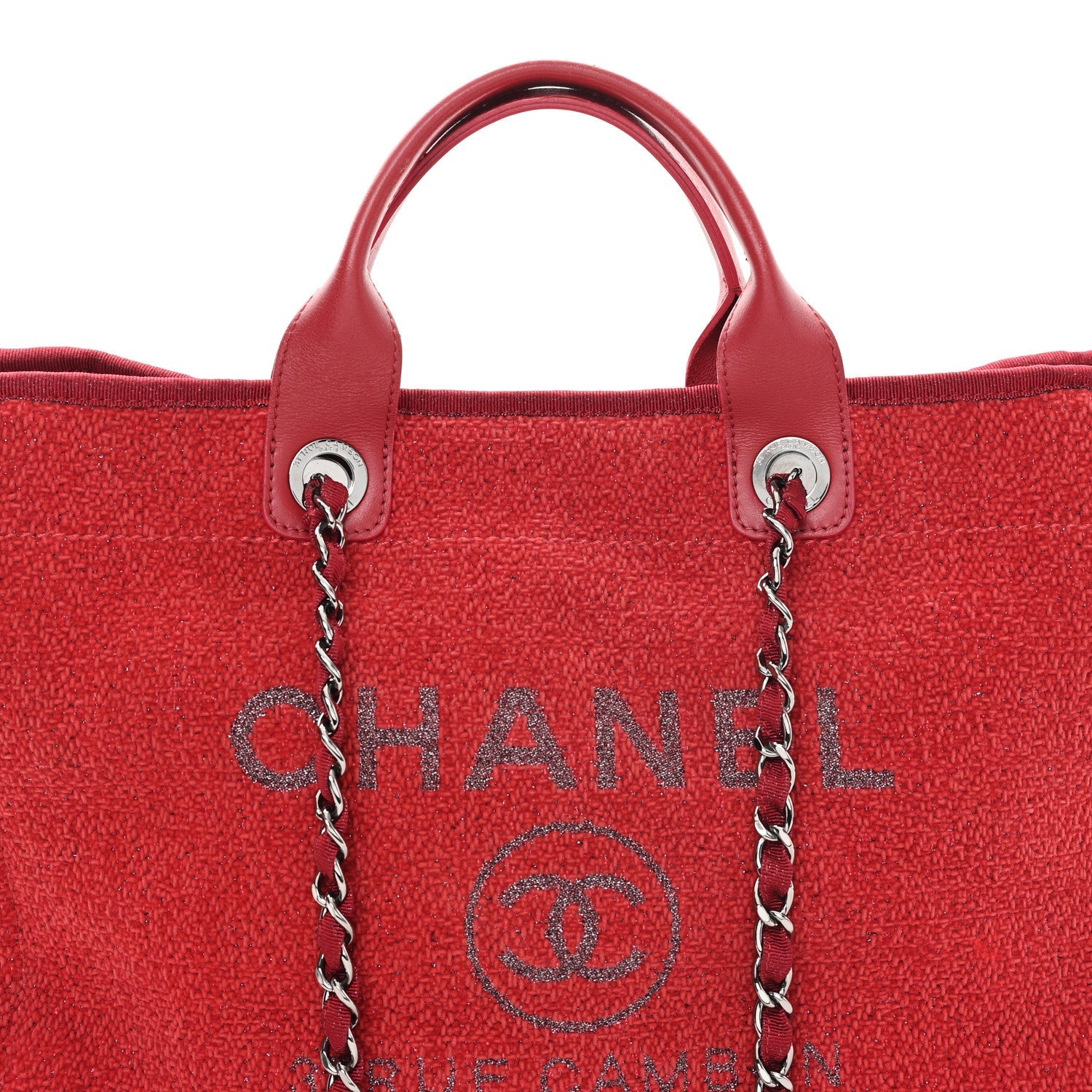 Lurex Boucle Medium Deauville Tote Red