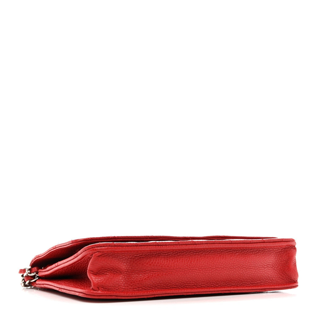 Caviar Quilted Wallet on Chain WOC Red