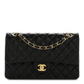 Lambskin Quilted Medium Double Flap Black