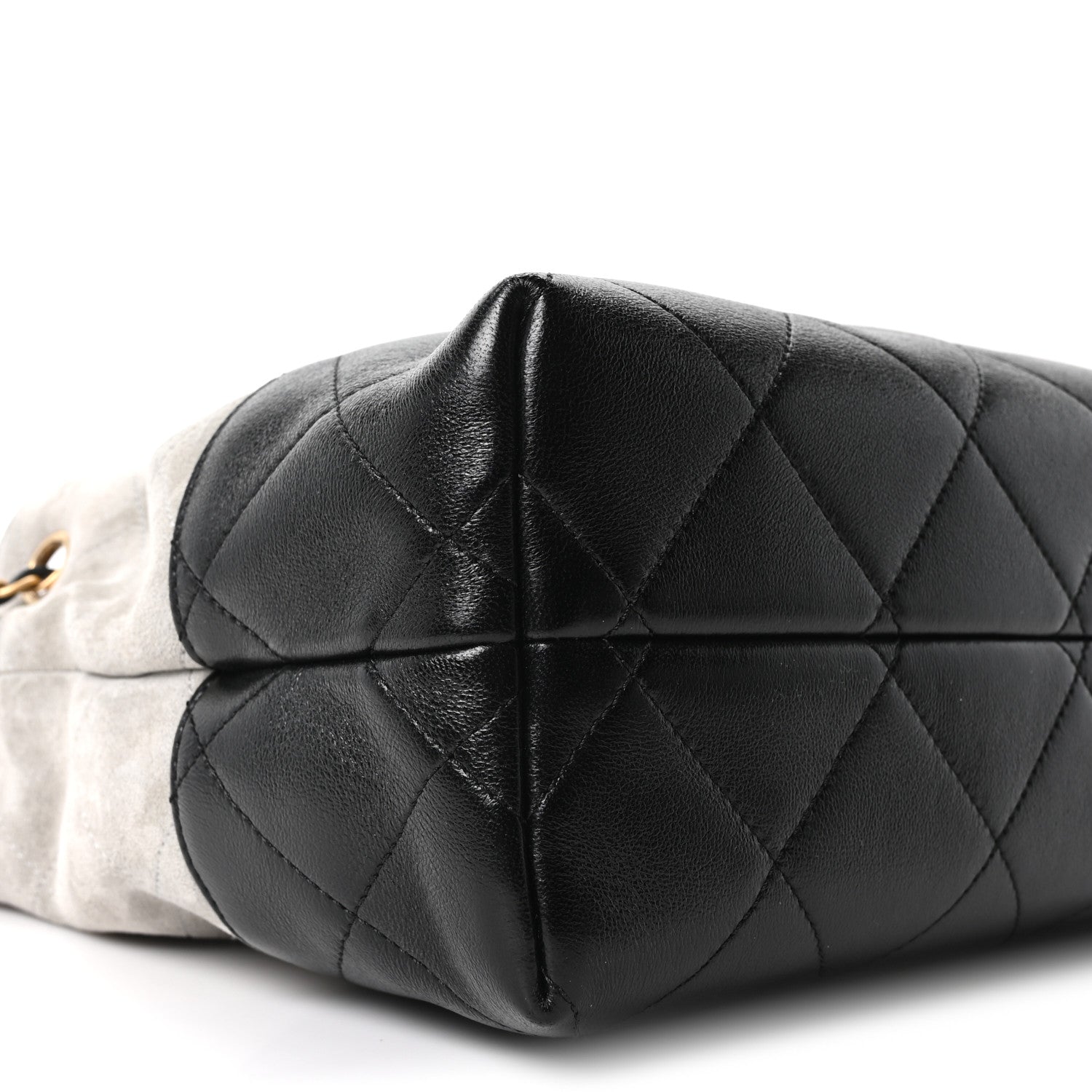 Suede Calfskin Shiny Lambskin Quilted Small Coco Base Shopping Bag Grey Black