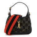 Jacquard Black Denim GG Monogram Textured Dollar Calfskin Mini Jackie 1961 Hobo Black Ivory