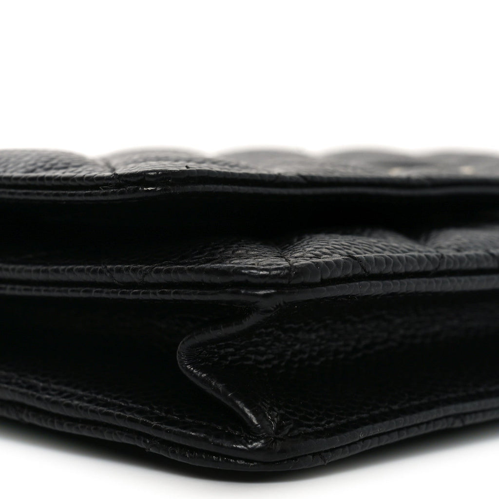 Caviar Quilted Wallet on Chain WOC Black