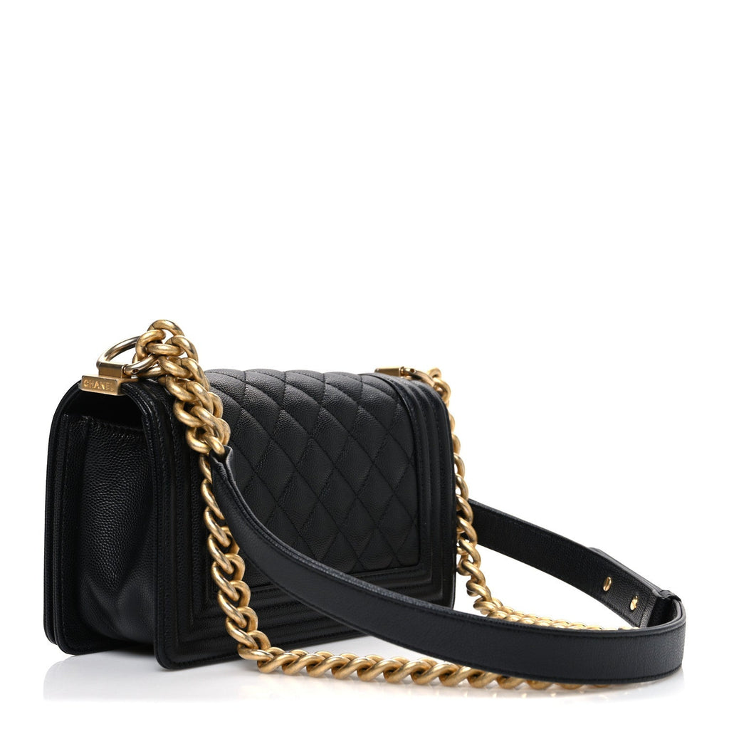Caviar Quilted Small Boy Flap Black