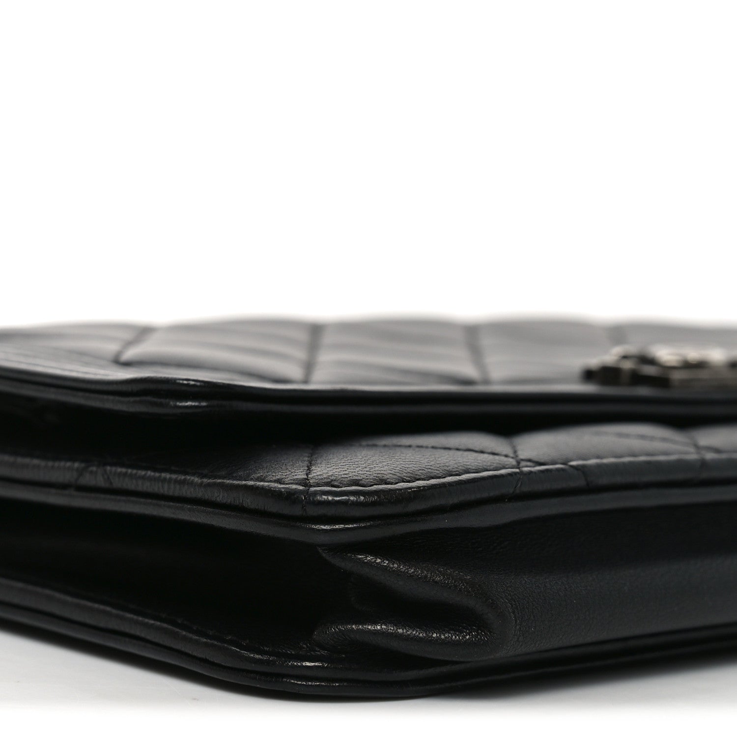 Lambskin Quilted Boy Wallet On Chain WOC Black