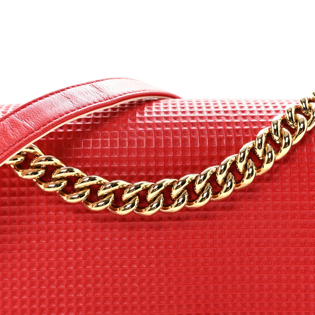 Lambskin Embossed Medium Boy Cube Flap Red