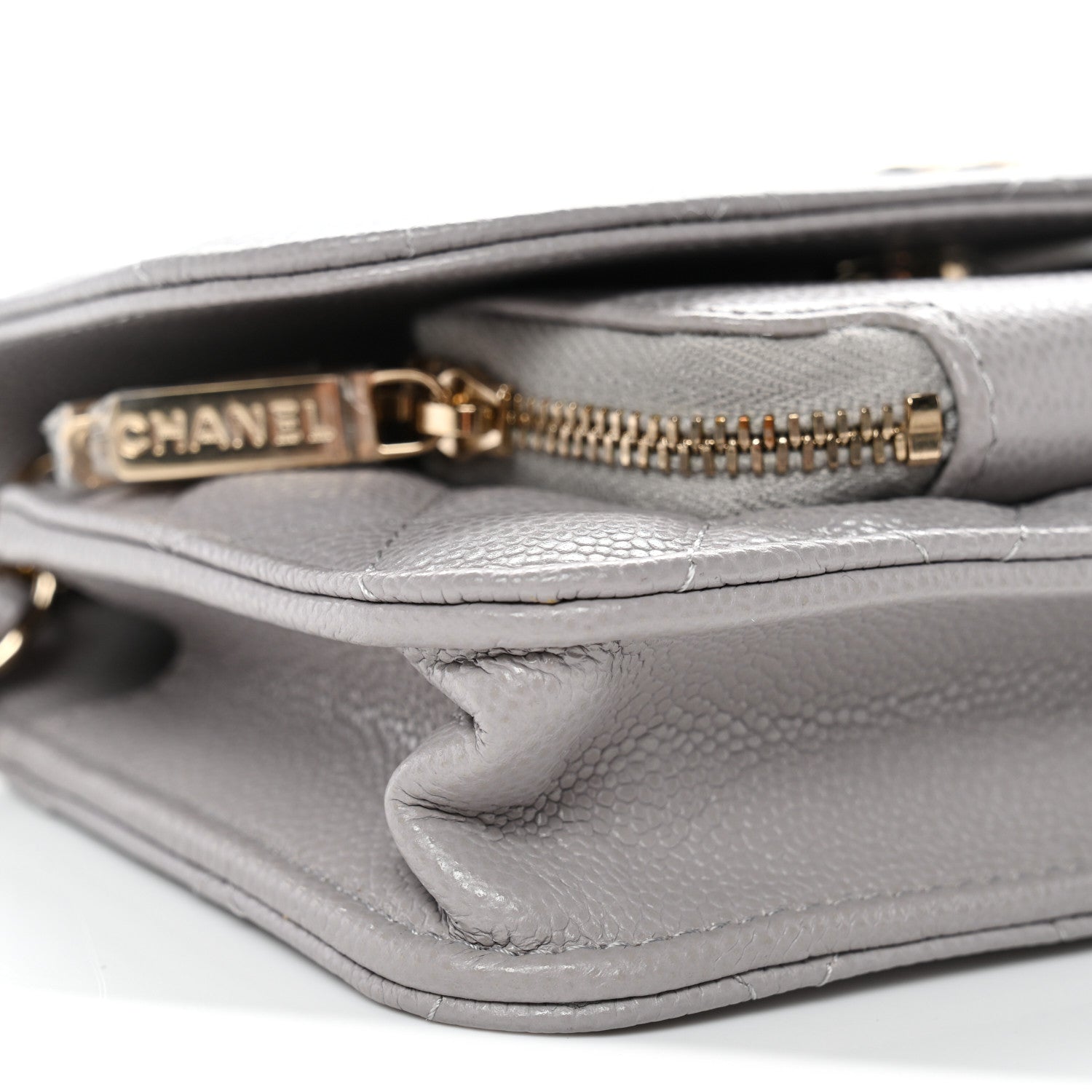 Caviar Quilted Mini Business Affinity Flap Grey