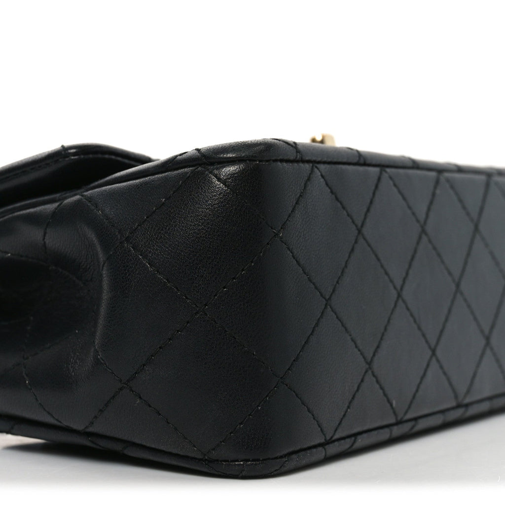 Lambskin Quilted Mini Rectangular Flap Black