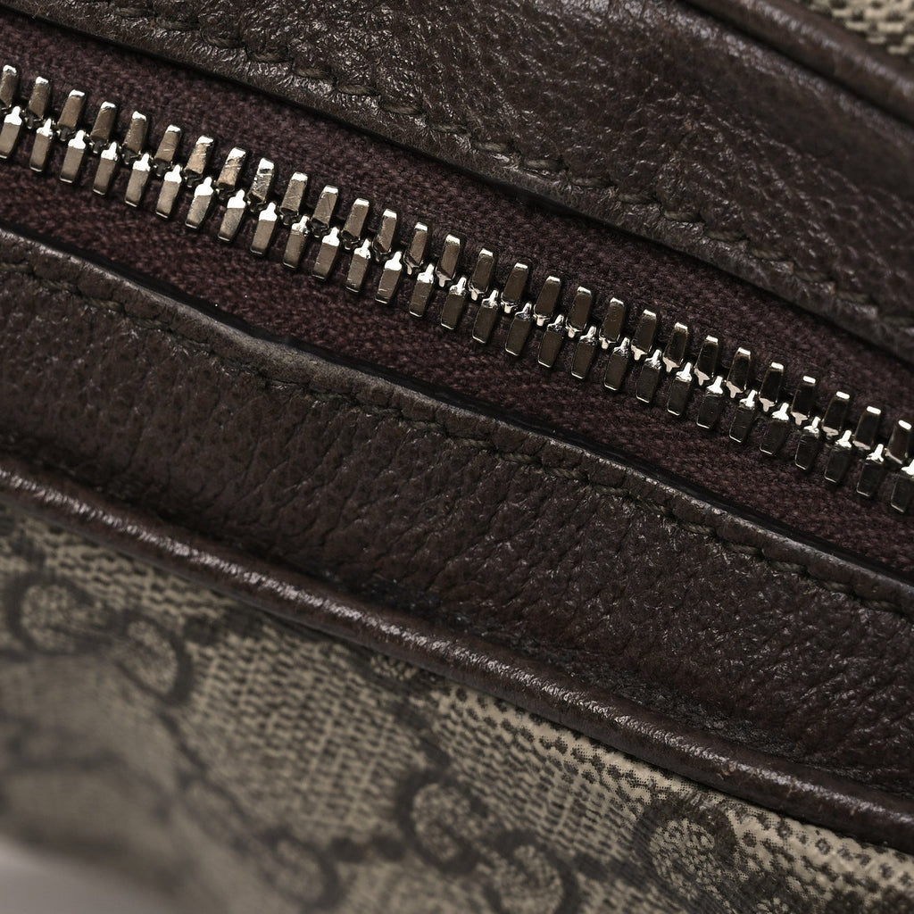 GG Supreme Monogram Textured Calfskin Web Large Attache Shoulder Bag Beige Ebony New Acero