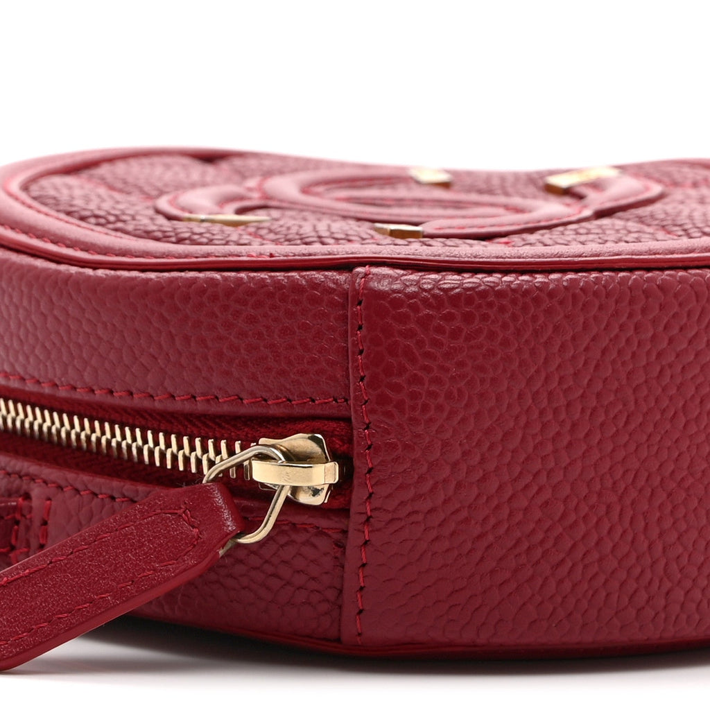 Caviar Quilted Round Filigree Crossbody Red