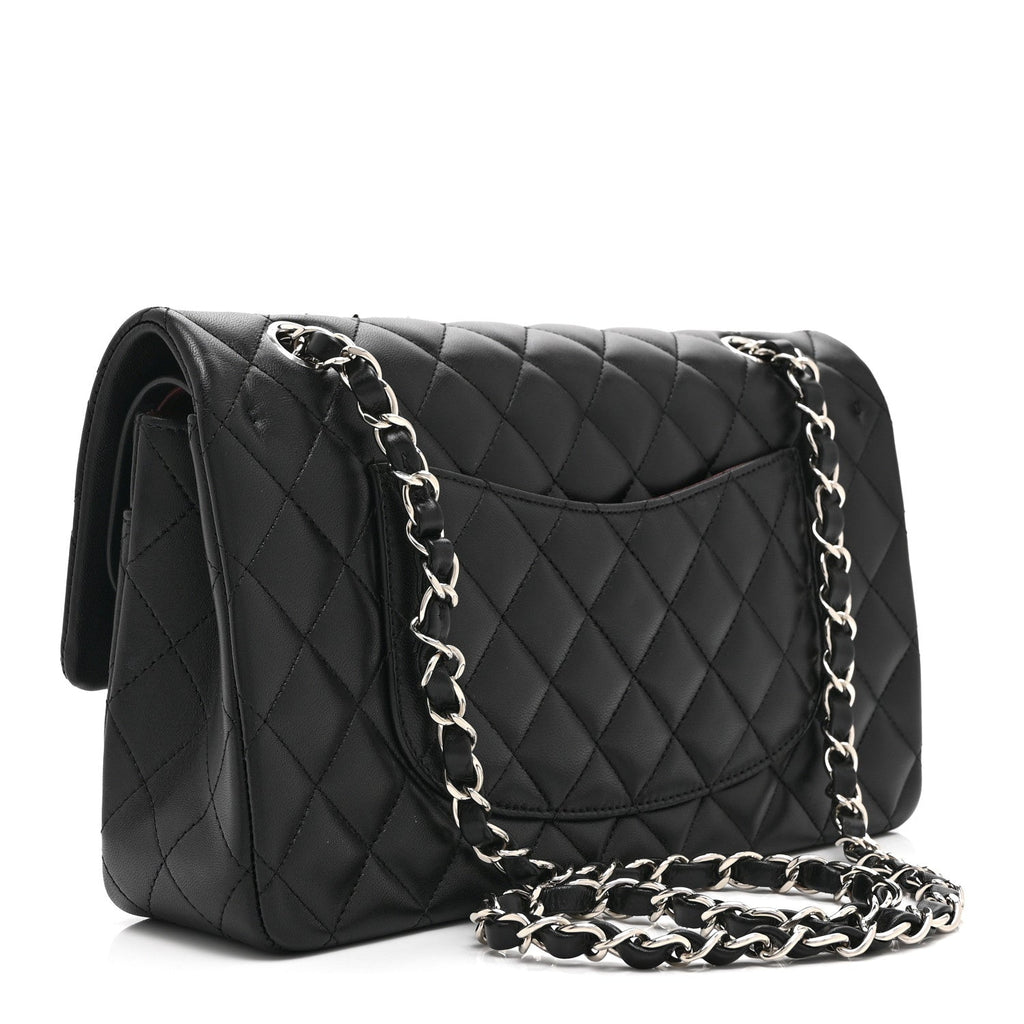 Lambskin Quilted Medium Double Flap Black
