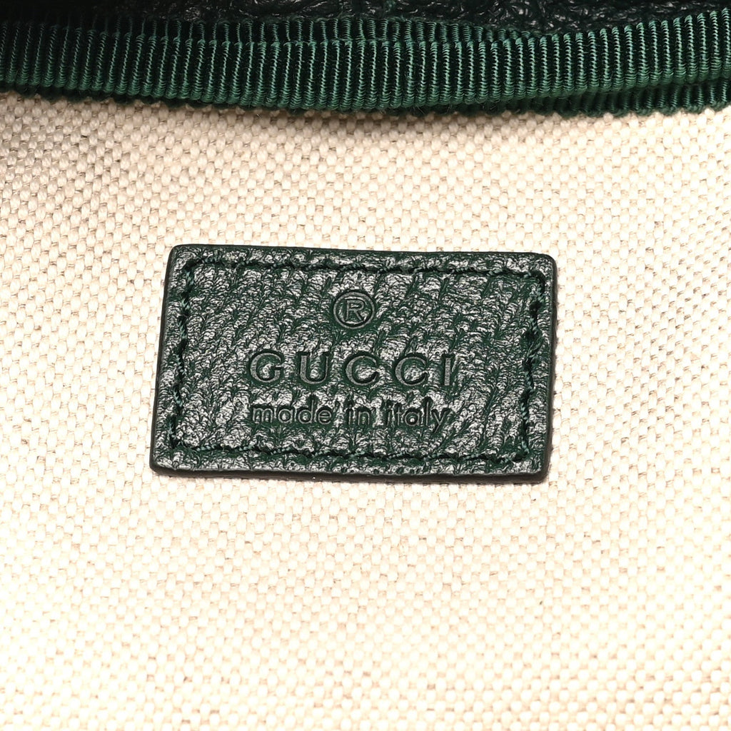 Grained Calfskin Medium Ophidia Double Buckle Backpack Green