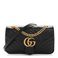 Calfskin Matelasse Small GG Marmont Shoulder Bag Black