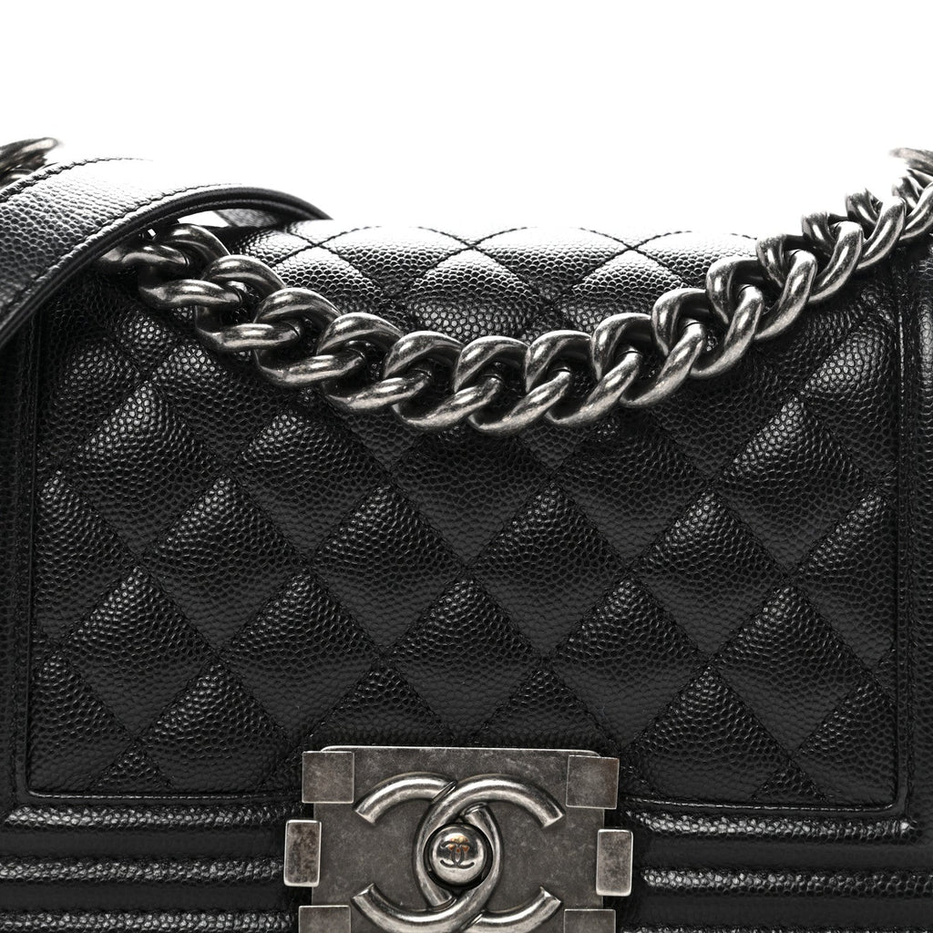 Caviar Quilted Small Boy Flap Black