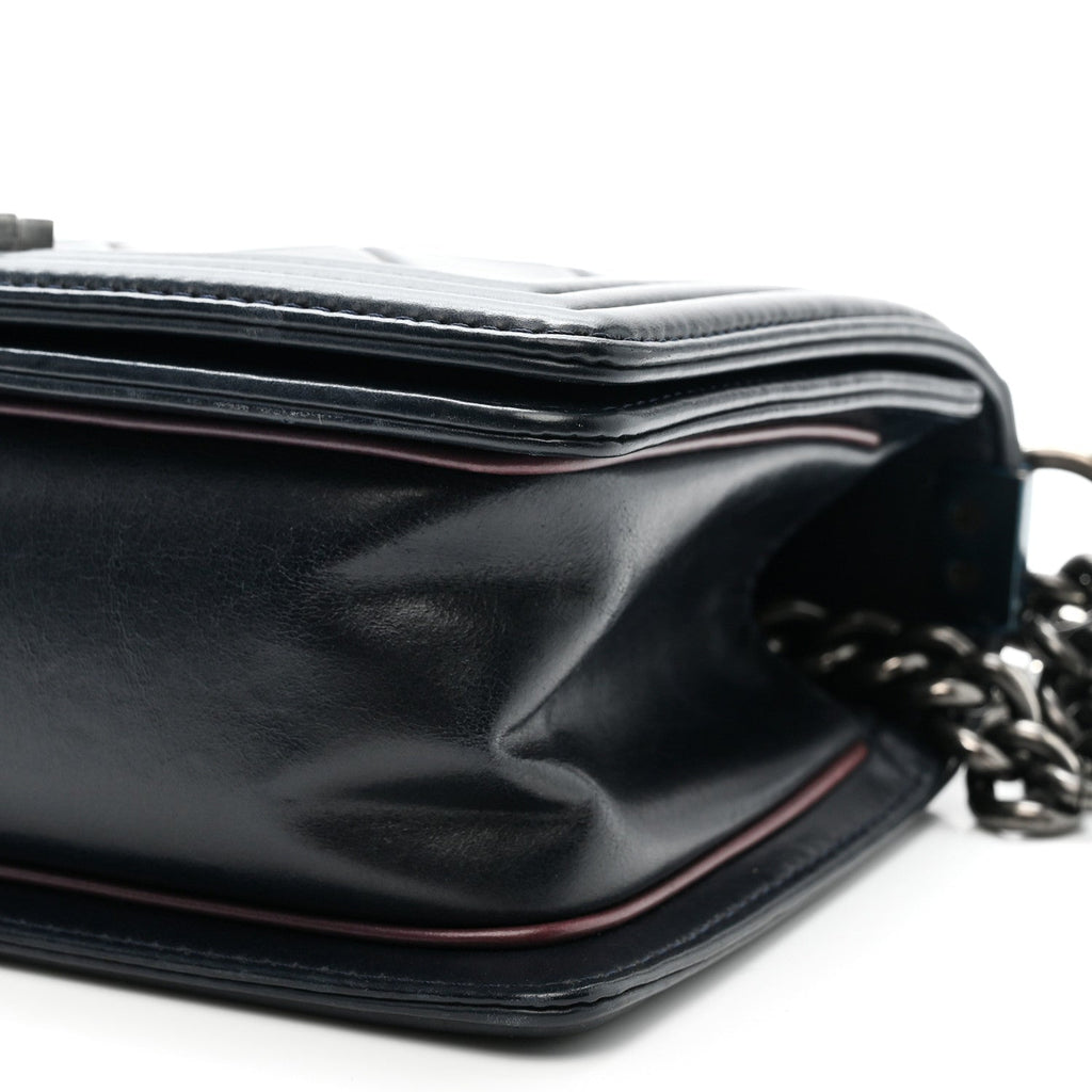 Calfskin Embossed Medium Paris Salzburg Boy Flap Navy