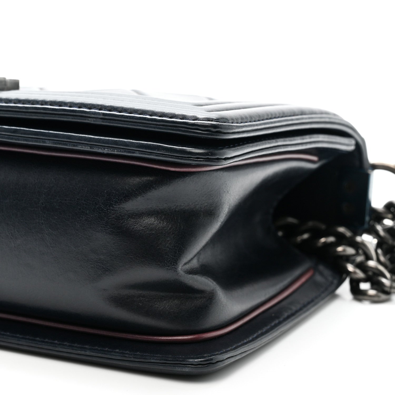 Calfskin Embossed Medium Paris Salzburg Boy Flap Navy