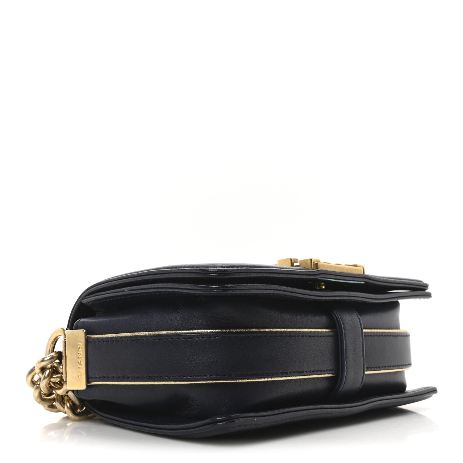 Sheepskin Braided Small Boy Reverso Flap Navy