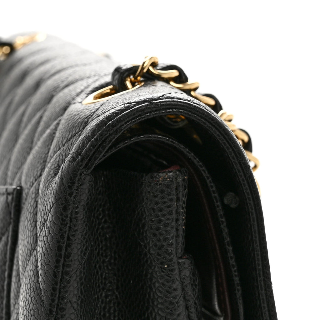 Caviar Quilted Medium Double Flap Black