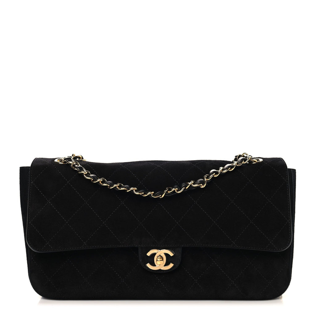 Suede Calfskin Small Souplissimo Maxi Flap Black