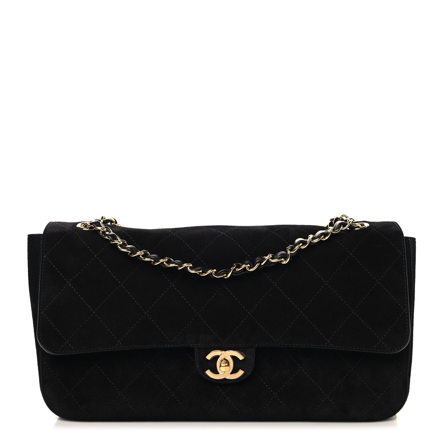 Suede Calfskin Small Souplissimo Maxi Flap Black